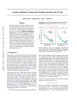 Cautious Optimizers: Improving Training with One Line of Code