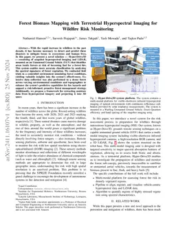 Forest Biomass Mapping with Terrestrial Hyperspectral Imaging for
  Wildfire Risk Monitoring