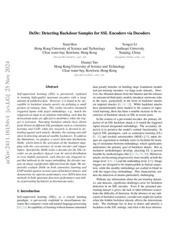 DeDe: Detecting Backdoor Samples for SSL Encoders via Decoders