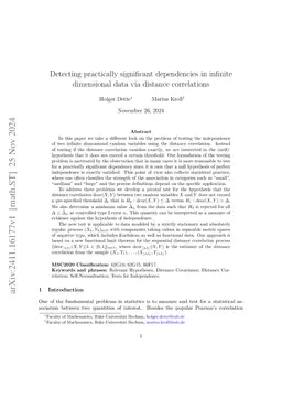 Detecting practically significant dependencies in infinite dimensional
  data via distance correlations