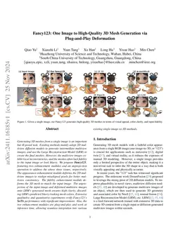 Fancy123: One Image to High-Quality 3D Mesh Generation via Plug-and-Play Deformation