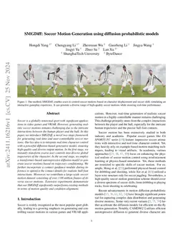 SMGDiff: Soccer Motion Generation using diffusion probabilistic models