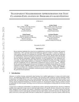 Transparent Neighborhood Approximation for Text Classifier Explanation
