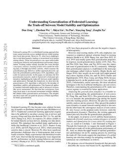 Understanding Generalization of Federated Learning: the Trade-off between Model Stability and Optimization