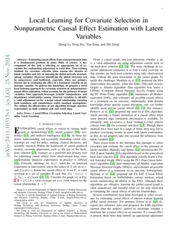 Local Learning for Covariate Selection in Nonparametric Causal Effect Estimation with Latent Variables