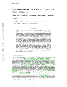 Preference Optimization for Reasoning with Pseudo Feedback
