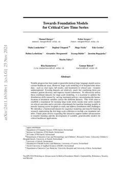 Towards Foundation Models for Critical Care Time Series