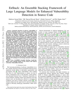 EnStack: An Ensemble Stacking Framework of Large Language Models for
  Enhanced Vulnerability Detection in Source Code