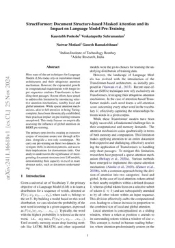 StructFormer: Document Structure-based Masked Attention and its Impact
  on Language Model Pre-Training