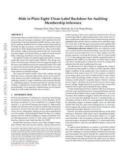 Hide in Plain Sight: Clean-Label Backdoor for Auditing Membership
  Inference