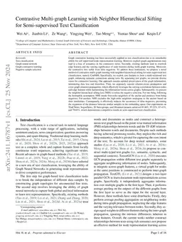 Contrastive Multi-graph Learning with Neighbor Hierarchical Sifting for
  Semi-supervised Text Classification