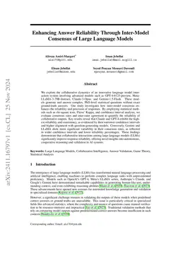 Enhancing Answer Reliability Through Inter-Model Consensus of Large Language Models