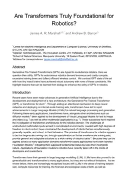 Are Transformers Truly Foundational for Robotics?