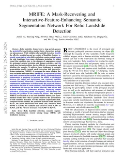 MRIFE: A Mask-Recovering and Interactive-Feature-Enhancing Semantic
  Segmentation Network For Relic Landslide Detection