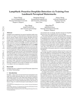 LampMark: Proactive Deepfake Detection via Training-Free Landmark
  Perceptual Watermarks