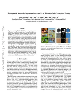 Promptable Anomaly Segmentation with SAM Through Self-Perception Tuning
