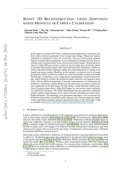 Boost 3D Reconstruction using Diffusion-based Monocular Camera Calibration