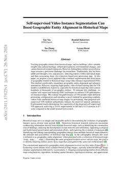 Self-supervised Video Instance Segmentation Can Boost Geographic Entity
  Alignment in Historical Maps
