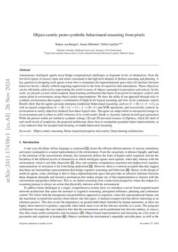 Object-centric proto-symbolic behavioural reasoning from pixels