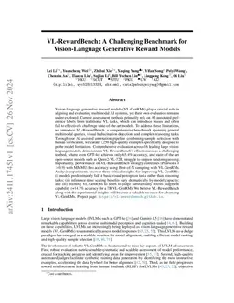VL-RewardBench: A Challenging Benchmark for Vision-Language Generative Reward Models
