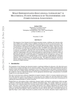 What Differentiates Educational Literature? A Multimodal Fusion Approach
  of Transformers and Computational Linguistics
