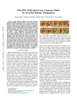 MALMM: Multi-Agent Large Language Models for Zero-Shot Robotics Manipulation