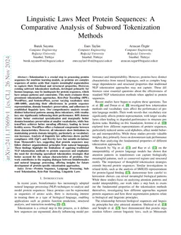 Linguistic Laws Meet Protein Sequences: A Comparative Analysis of
  Subword Tokenization Methods