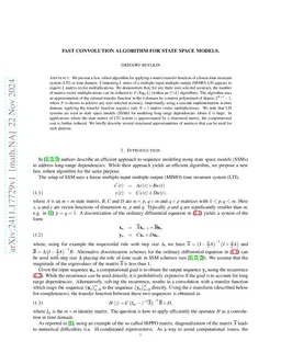 Fast convolution algorithm for state space models