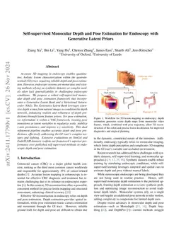 Self-supervised Monocular Depth and Pose Estimation for Endoscopy with
  Generative Latent Priors
