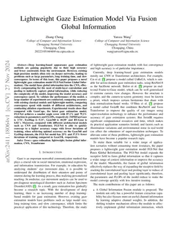 Lightweight Gaze Estimation Model Via Fusion Global Information