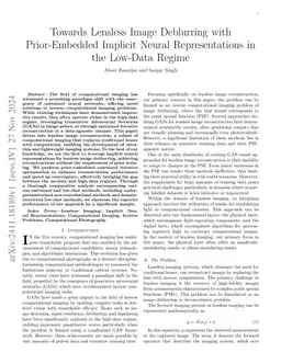 Towards Lensless Image Deblurring with Prior-Embedded Implicit Neural
  Representations in the Low-Data Regime