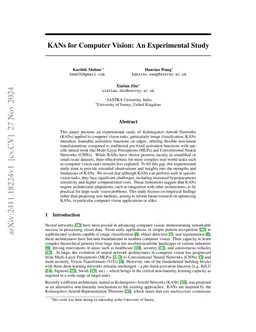 KANs for Computer Vision: An Experimental Study