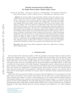 Machine learning-based classification for Single Photon Space Debris
  Light Curves