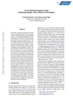 Is my Meeting Summary Good? Estimating Quality with a Multi-LLM
  Evaluator