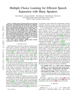 Multiple Choice Learning for Efficient Speech Separation with Many
  Speakers
