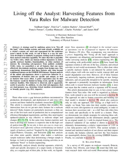 Living off the Analyst: Harvesting Features from Yara Rules for Malware
  Detection