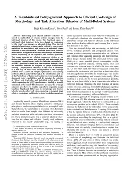 A Talent-infused Policy-gradient Approach to Efficient Co-Design of
  Morphology and Task Allocation Behavior of Multi-Robot Systems