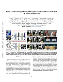 Lift3D Foundation Policy: Lifting 2D Large-Scale Pretrained Models for
  Robust 3D Robotic Manipulation