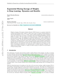 Exponential Moving Average of Weights in Deep Learning: Dynamics and
  Benefits