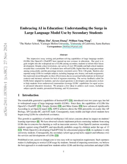 Embracing AI in Education: Understanding the Surge in Large Language
  Model Use by Secondary Students