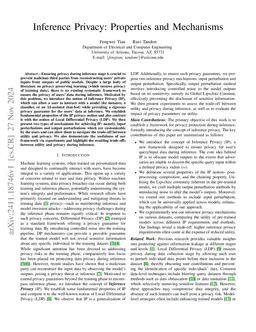Inference Privacy: Properties and Mechanisms
