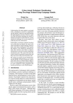 Cyber-Attack Technique Classification Using Two-Stage Trained Large
  Language Models