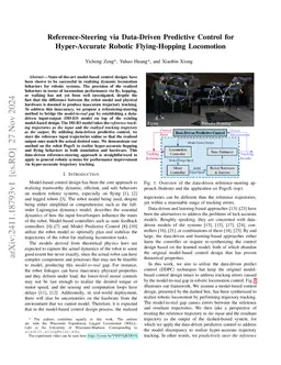 Reference-Steering via Data-Driven Predictive Control for Hyper-Accurate
  Robotic Flying-Hopping Locomotion