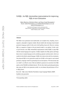 EzSQL: An SQL intermediate representation for improving SQL-to-text Generation