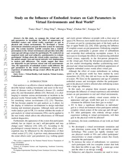 Study on the Influence of Embodied Avatars on Gait Parameters in Virtual
  Environments and Real World