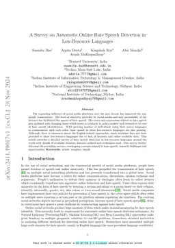 A Survey on Automatic Online Hate Speech Detection in Low-Resource
  Languages