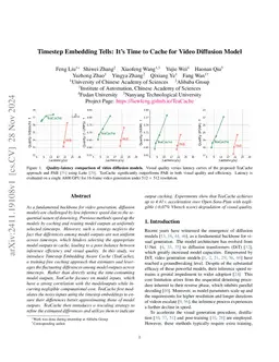 Timestep Embedding Tells: It's Time to Cache for Video Diffusion Model