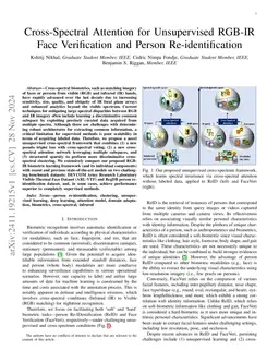 Cross-Spectral Attention for Unsupervised RGB-IR Face Verification and
  Person Re-identification