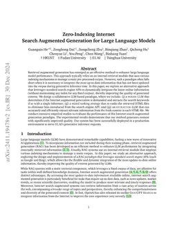 Zero-Indexing Internet Search Augmented Generation for Large Language Models