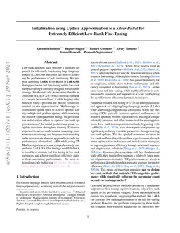 Initialization using Update Approximation is a Silver Bullet for Extremely Efficient Low-Rank Fine-Tuning
